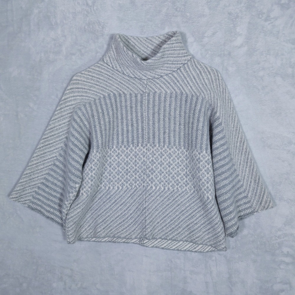 TAHARI Pure Luxe 100% Cashmere Sweater Women XS Gray Knit Boxy Crop Mock Neck